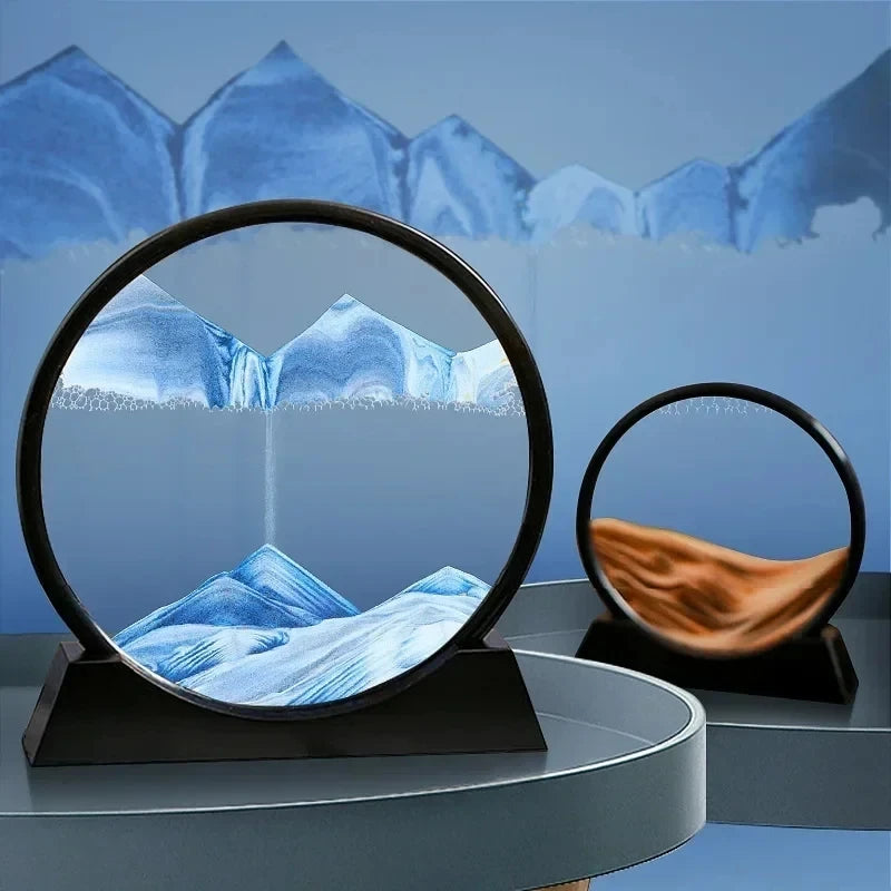 3D Moving Sand Art Landscape – Flowing Glass Display for Home & Office