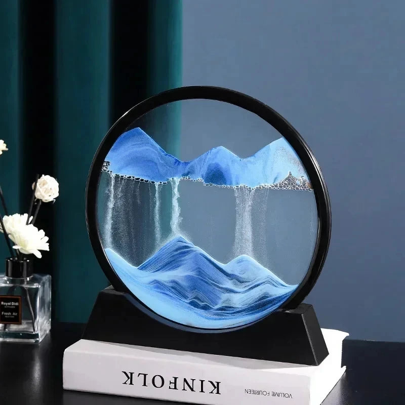 3D Moving Sand Art Landscape – Flowing Glass Display for Home & Office